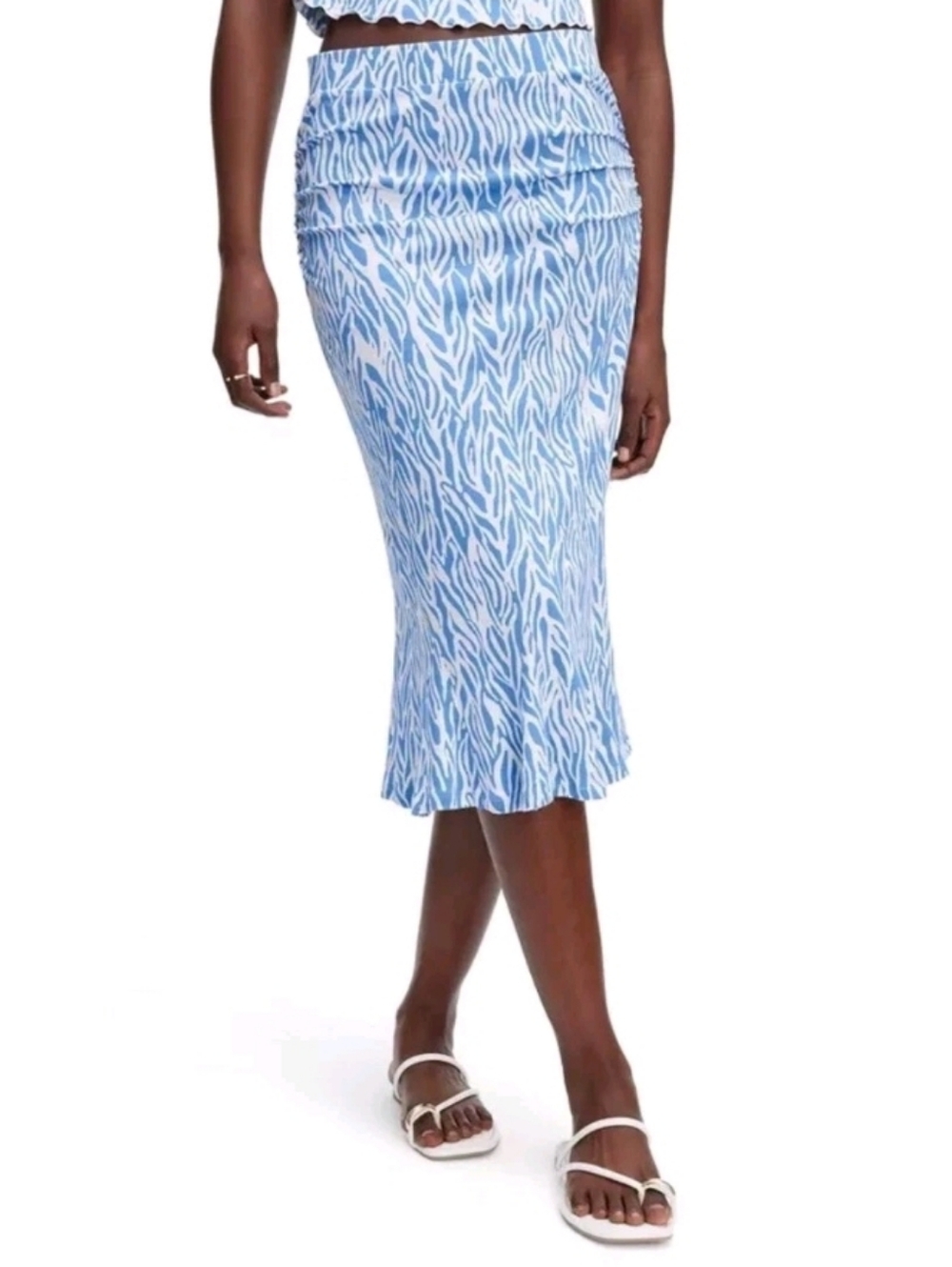 diane von furstenberg for target sea twig a-line midi skirt blue size M